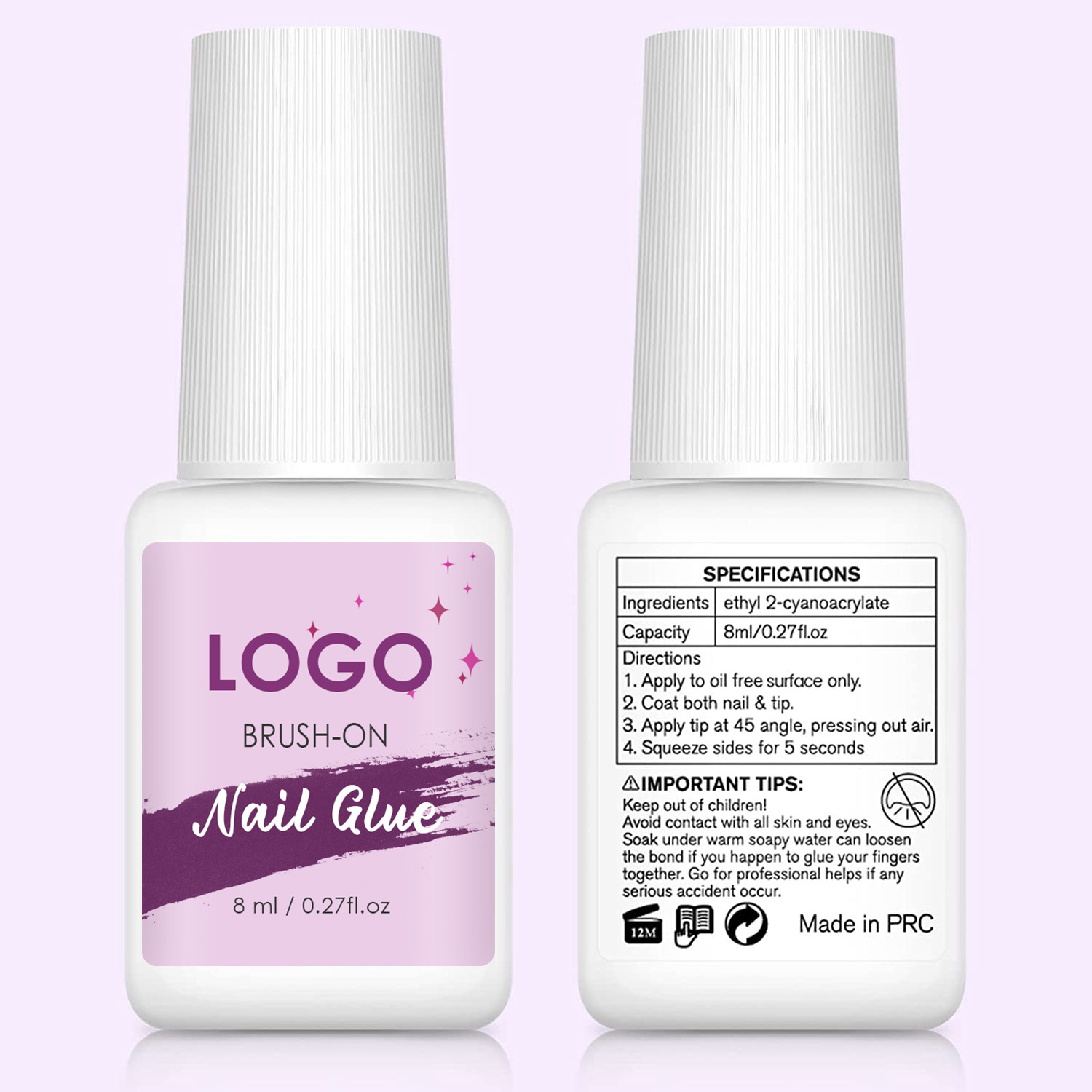 10g Customize  logo Artificial  nails with glue high quality instant Nail Glue for press on nails