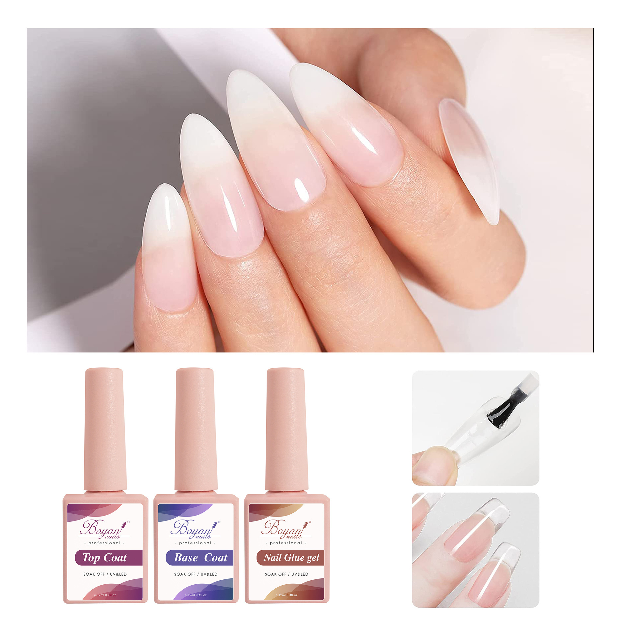 15ml Glossy shine layer healthy diamond matte top base coat uv gel nail polish for gel x extension tips