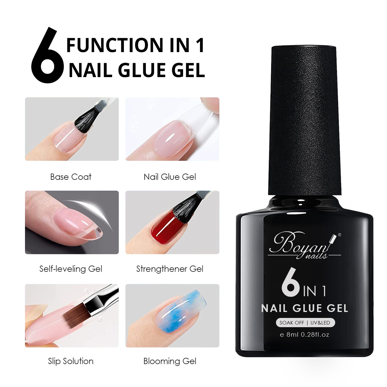 SCI 6 in 1 acrylic adhesive nail rhinestone glue uv gel x glue polish for nail tips