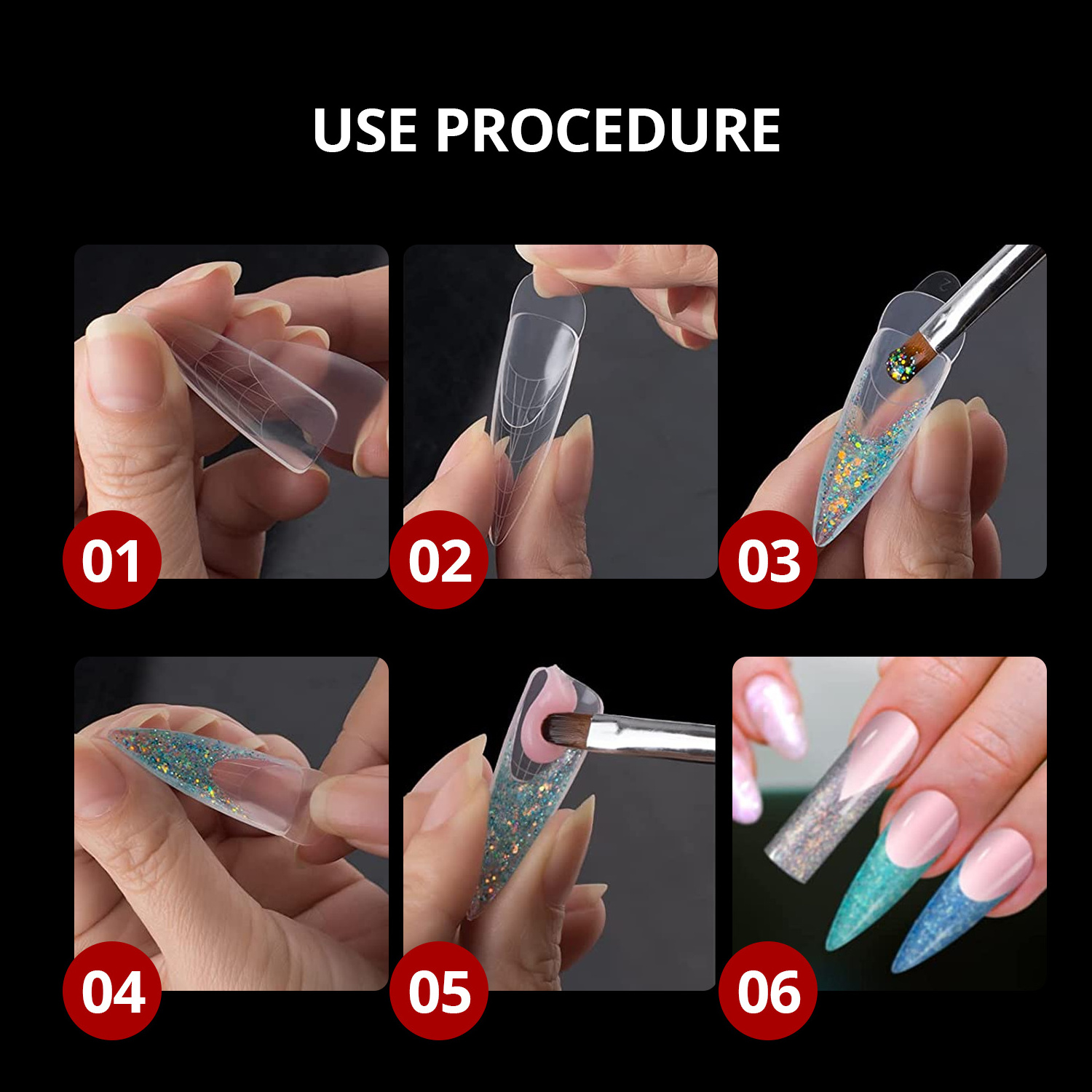 288PCS  Quick Building Dual Nail Forms Mould Sticker Silicone French Manicure Stickers for Gel Extension