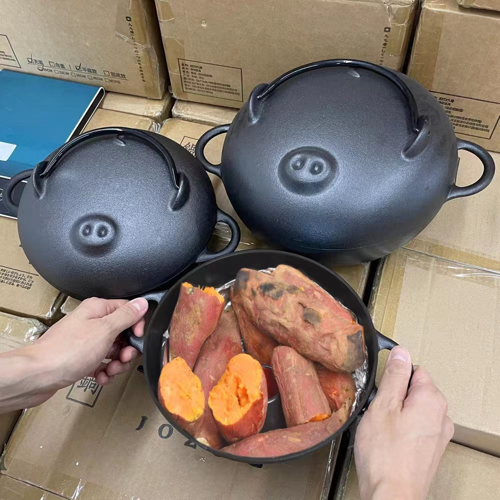 pre-seasoned  cast iron pot , roasted sweet potato pot