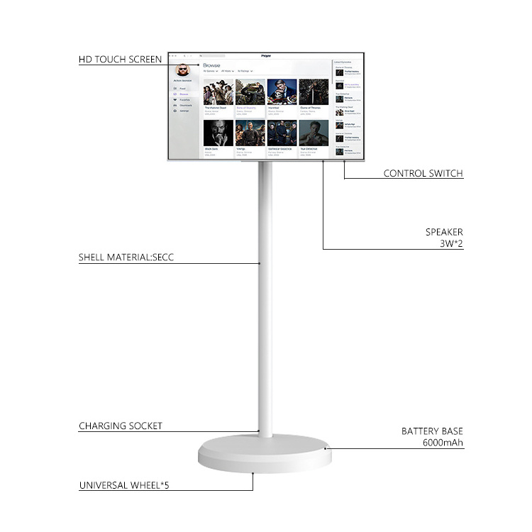 21.5 Inch Vertical Display Portable Touch Screen Interactive Android 11 4+64gb Monitor Lg Stanbyme 22