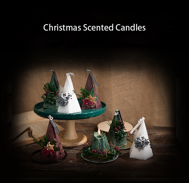 Christmas Handmade Custom Wholesale Nordic Soy Tree Shape All Natural Cheap Make Scented Candle Gift Set