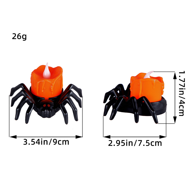 Halloween 3D Real Flame Pillar Taper Small Swinging Tea Light Battery Powered Spider Birthday Led Flameless Candle