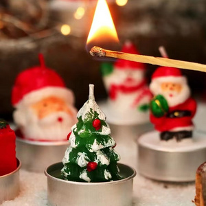 Christmas Gift Custom Wholesale Small Mini  Soy Santa Tree Pine Cone House Snowman Shape Cheap Make Scented Candle Set