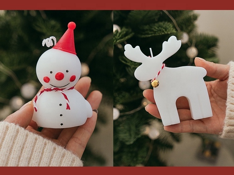 Wholesale Scented Merry Christmas Decor Elk Deer Snowman Shape Cute Novelty Scented Candle