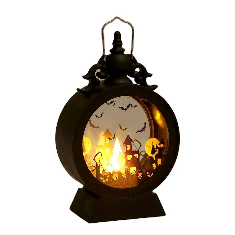 Halloween Led Plastic Witch Snowman Pumpkin Wall Light Glitter New Year Festival Gold Candle Tealight Holder Lantern