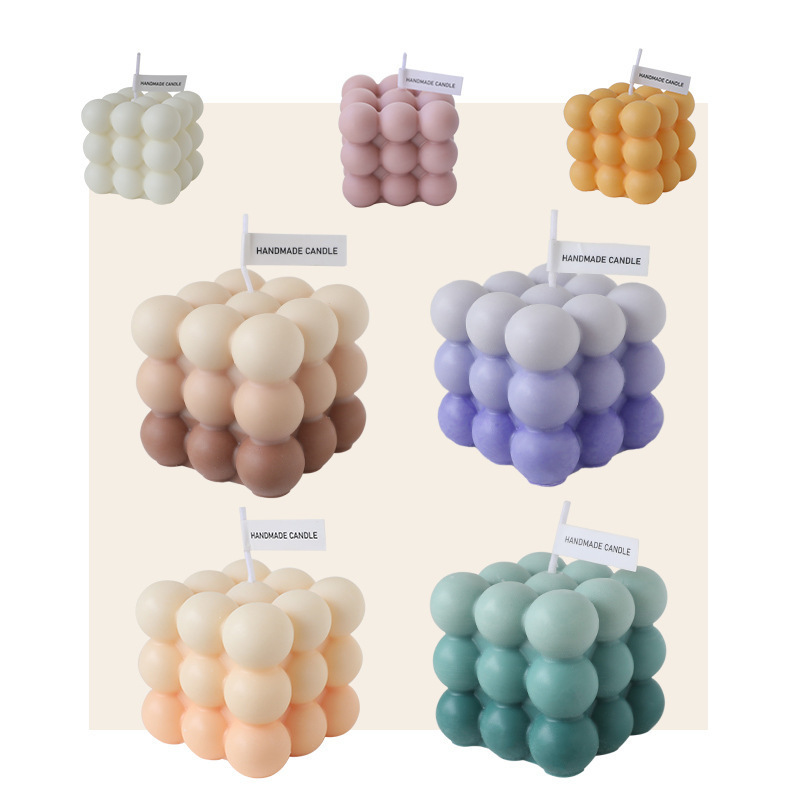 Home Decor Home Fragrance Novelty Scented Handmade Essential Soy Cube Bubble Scented Candles