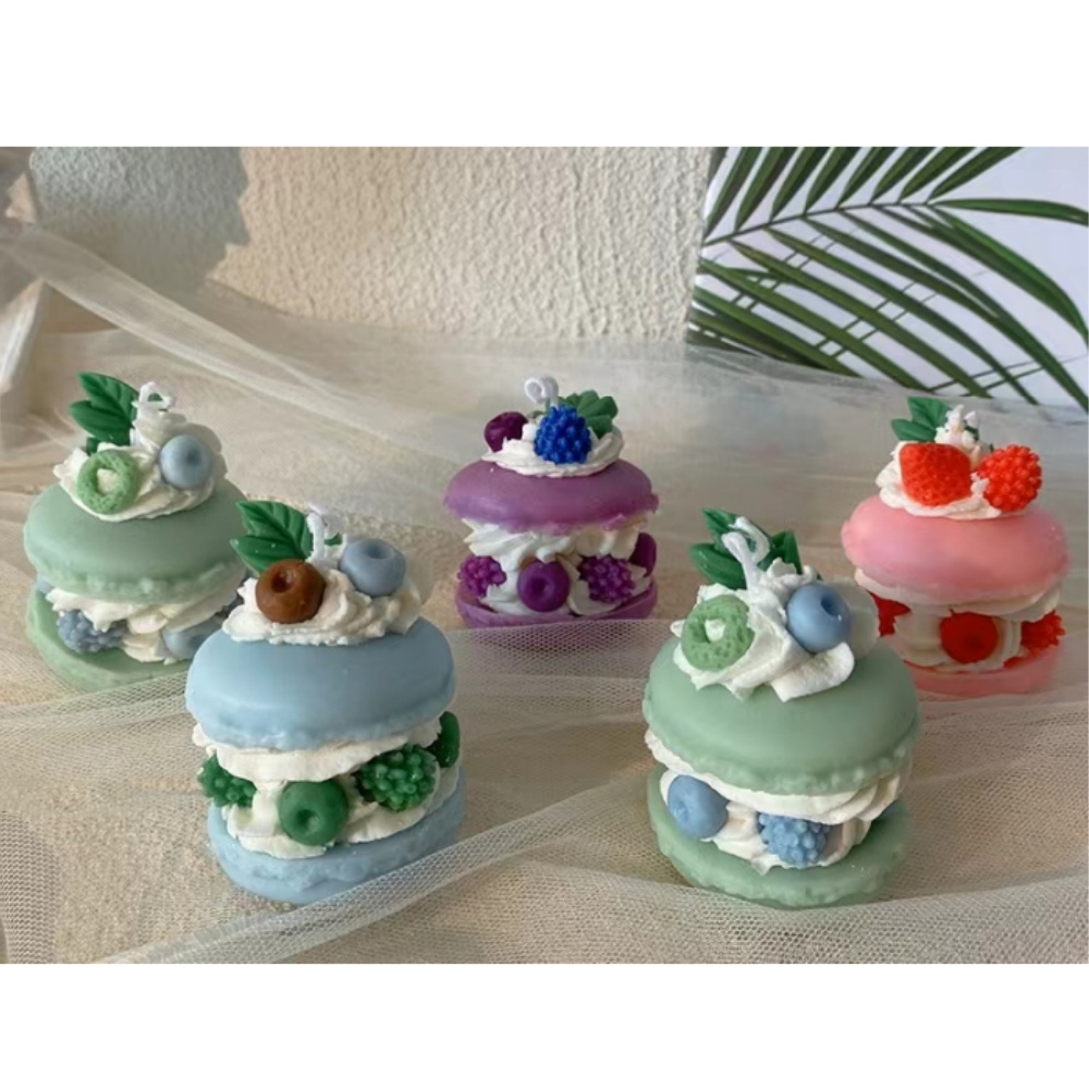 Birthday Macarons Valentines Day Gift Food Cake Dessert Soy Wax Luxury Private Label Mini Scented Candles