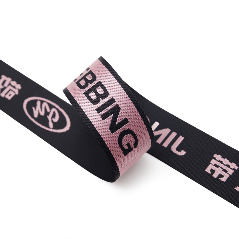 Custom 1 inch thick 15mm 25mm logo strap knit diamond pattern lettered tape camo  jacquard webbing for bag strap