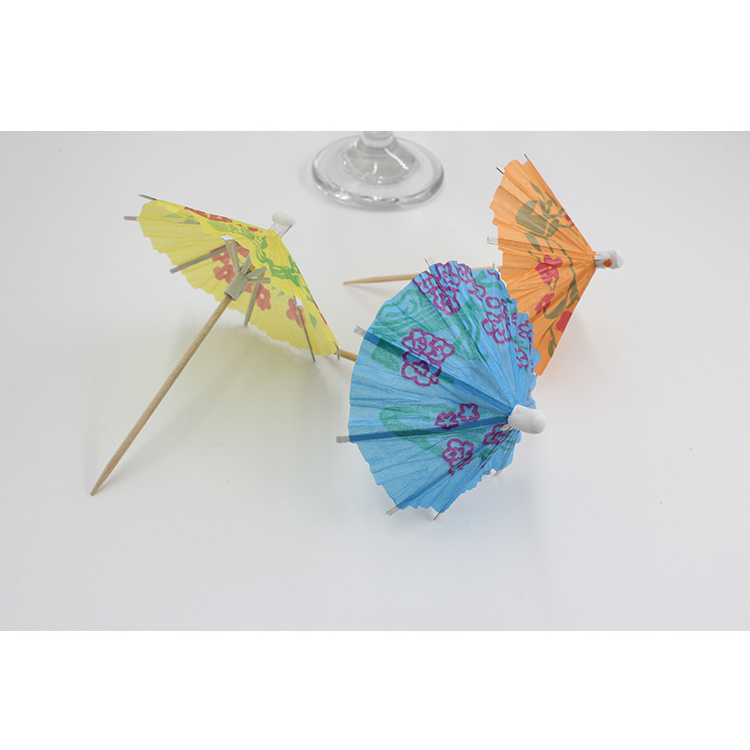 Factory Price Custom Cocktail Umbrella Parasol Coloured Cocktail Food Sticks Umbrella Flag Sticks