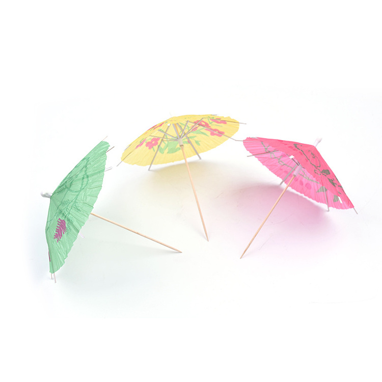 OEM Safe Pick Party Decoration Umbrella Wood Disposable Cocktail Picks