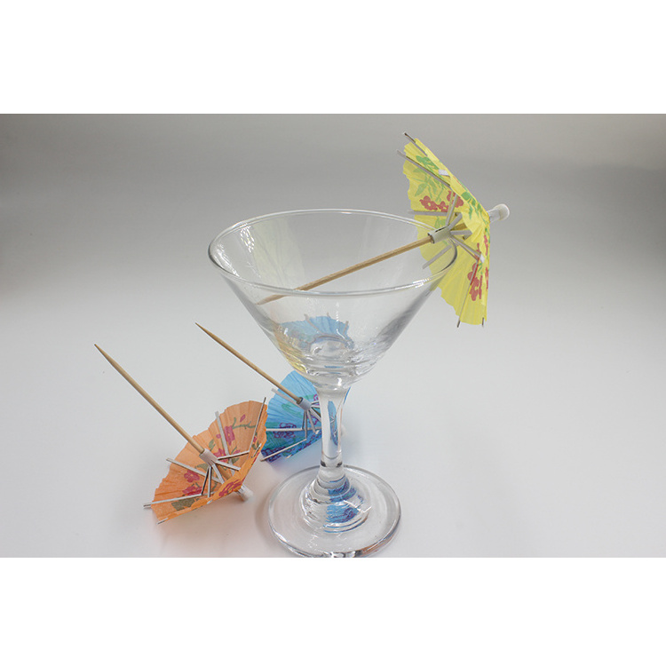 Factory Price Custom Cocktail Umbrella Parasol Coloured Cocktail Food Sticks Umbrella Flag Sticks