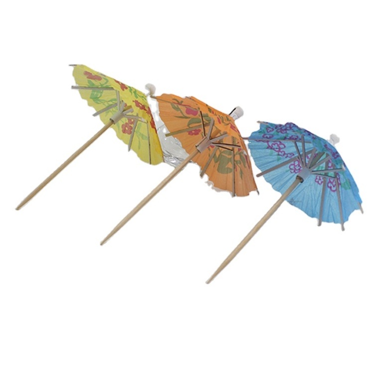 Factory Price Custom Cocktail Umbrella Parasol Coloured Cocktail Food Sticks Umbrella Flag Sticks