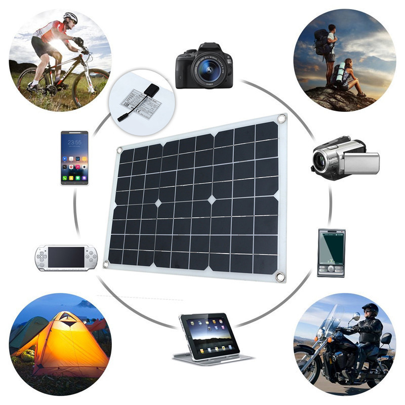 12V Polycrystalline USB Power Portable Adhesive Cycle Camping Solar Cell Phone Charger 20W Solar Panel