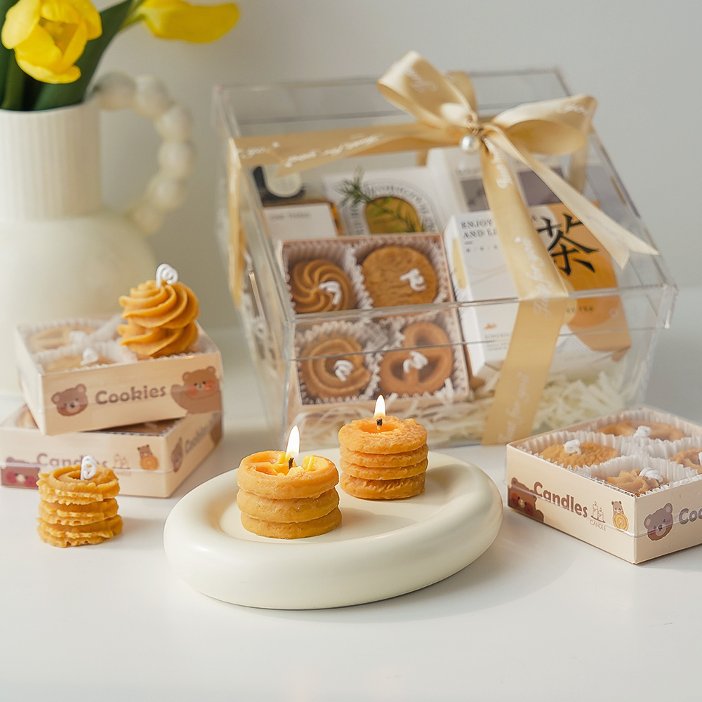 New Product Creative Biscuit Shaped Candle Novelty Food Scented Candle Unique Gifts Handmade Cookies Candle