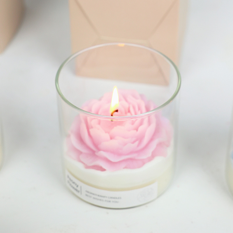 Wholesale Custom  Luxury Private Label Custom Scent Fancy Peony Flameless Organic Soy Wax Scented Candle