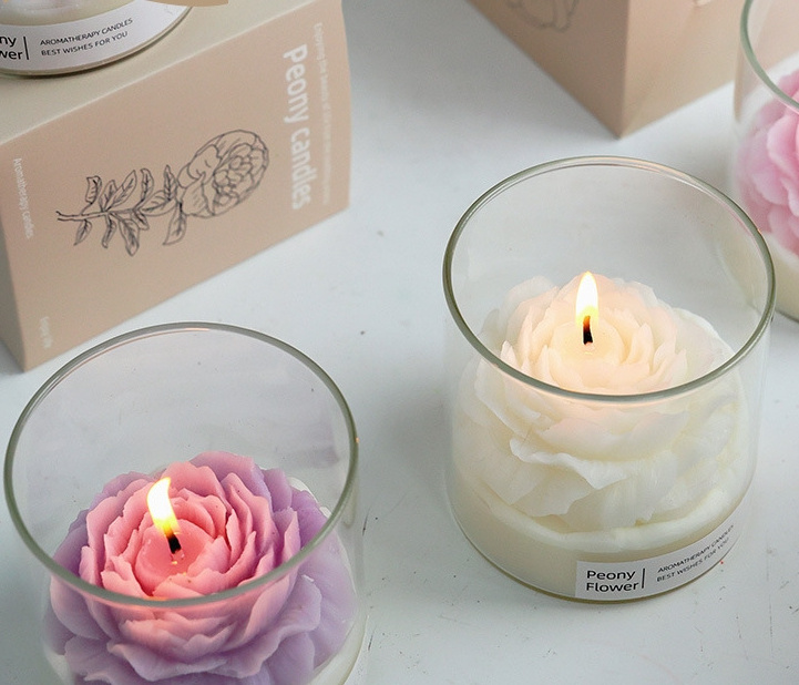 Wholesale Custom  Luxury Private Label Custom Scent Fancy Peony Flameless Organic Soy Wax Scented Candle