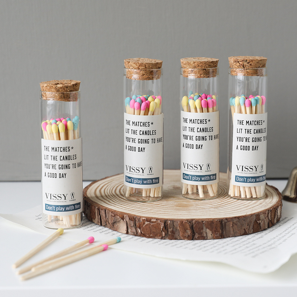 Long Wooden Matches Colorful Safety Allumettes Candle Matchsticks In Glass Bottle