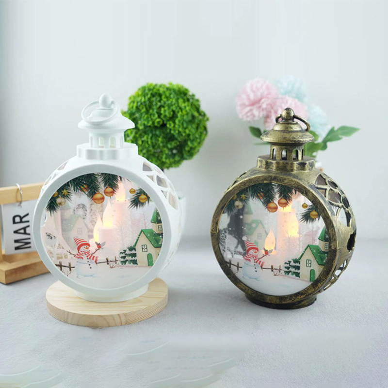 Christmas Flame Candle Wind Lamp Santa Claus Decoration Led Luminous Desktop Ornaments Candlestick Lam