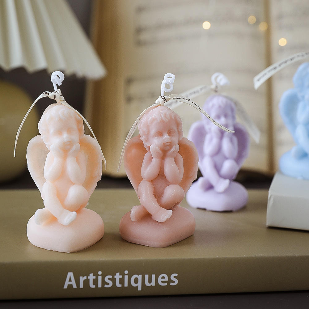 Wholesale Ins Home Decoration Birthday Gift Cute Paraffin Fragrance Little Angel Shaped Scented Candle