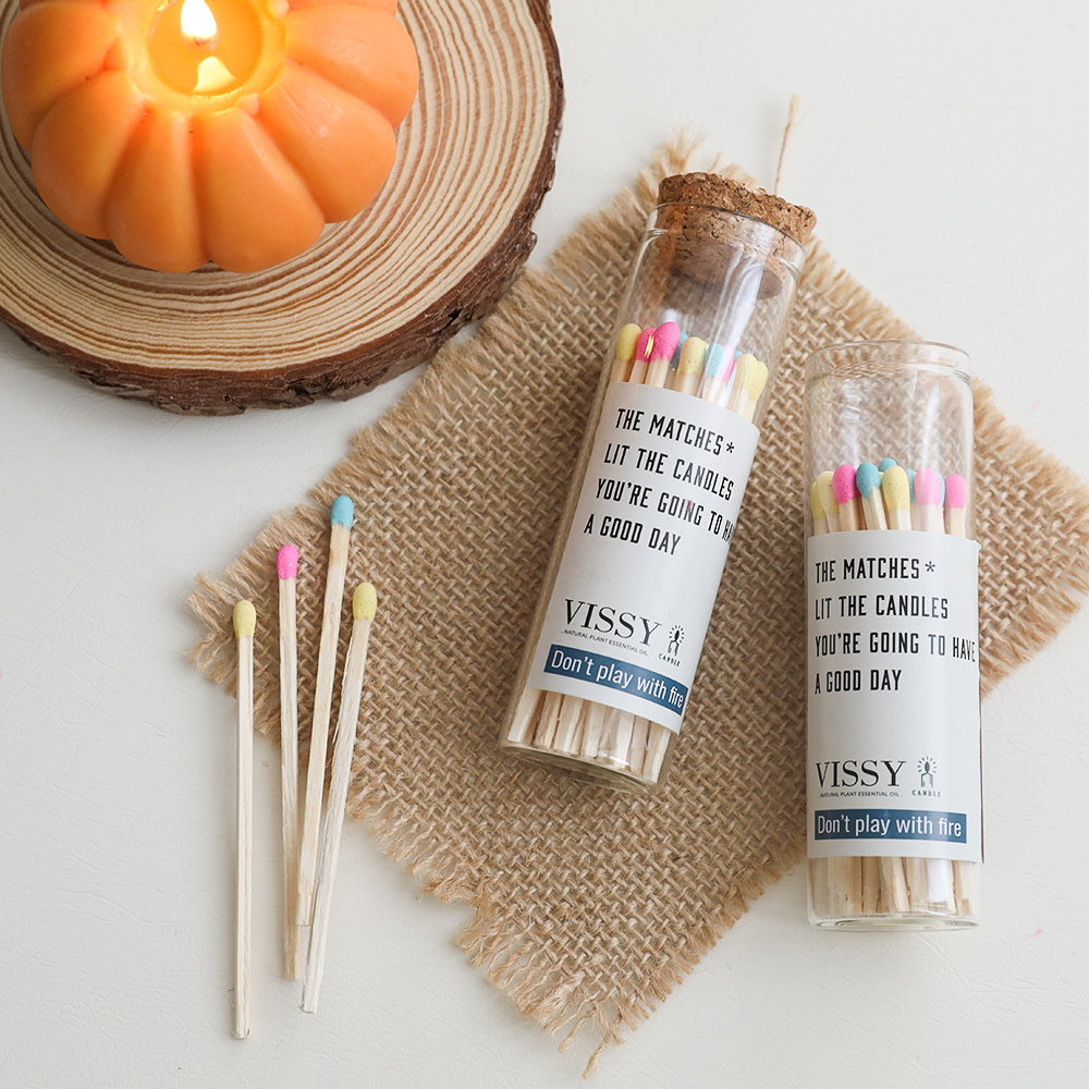 Long Wooden Matches Colorful Safety Allumettes Candle Matchsticks In Glass Bottle