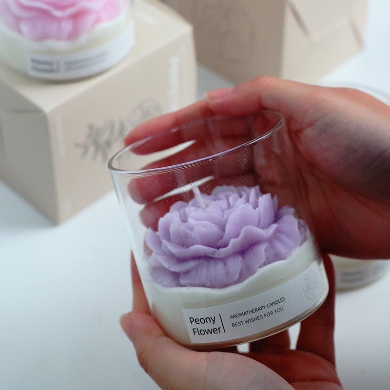 Wholesale Custom  Luxury Private Label Custom Scent Fancy Peony Flameless Organic Soy Wax Scented Candle