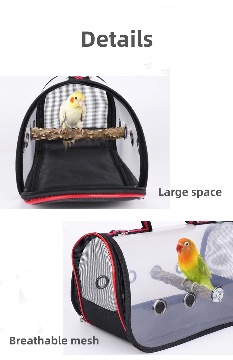 Bird Travel Bag Outdoor Bird Transport Cage Breathable Parrot Backpack with Wooden Shelf parrot travel bag