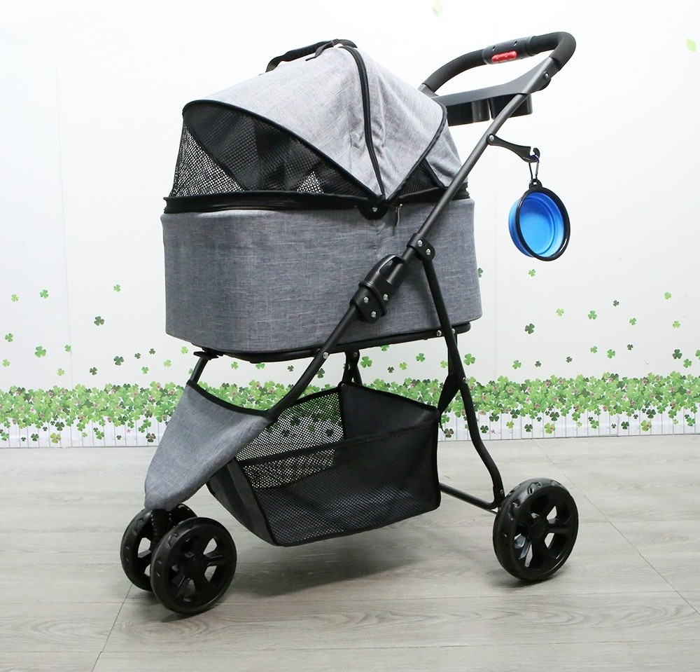 wholesale 3 in 1 detachable Pet Strollers for Dog With Pet Basket 3 wheel pet stroller