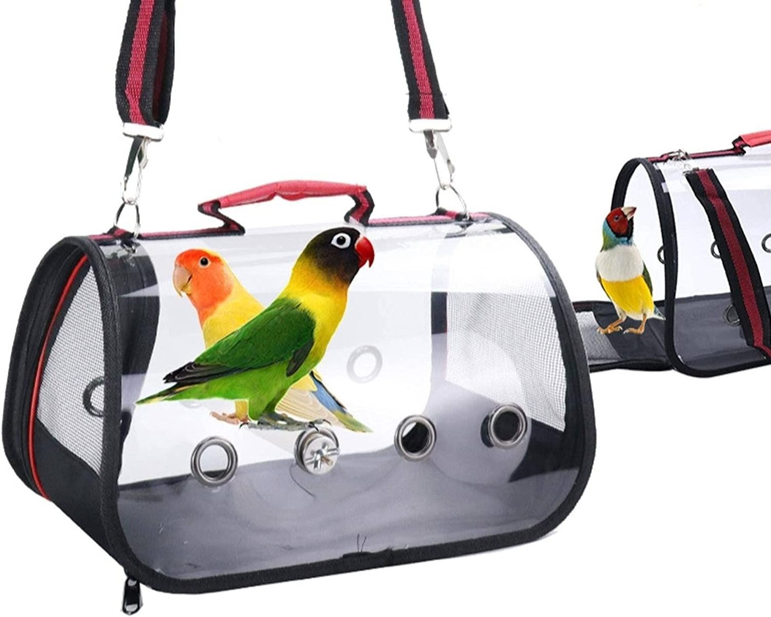 Bird Travel Bag Outdoor Bird Transport Cage Breathable Parrot Backpack with Wooden Shelf parrot travel bag