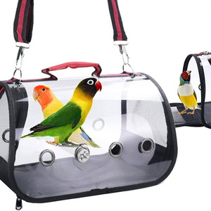 Bird Travel Bag Outdoor Bird Transport Cage Breathable Parrot Backpack with Wooden Shelf parrot travel bag