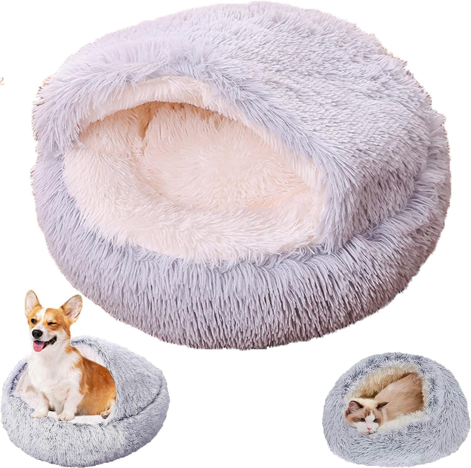 Winter Pet Plush  Cozy Cocoon Pet dog Bed Dog Bed Nook Bed Snug Cat Bed -Warm Cat Bed , Cosy Cat Bed , Luxury Cat Bed, Calming C