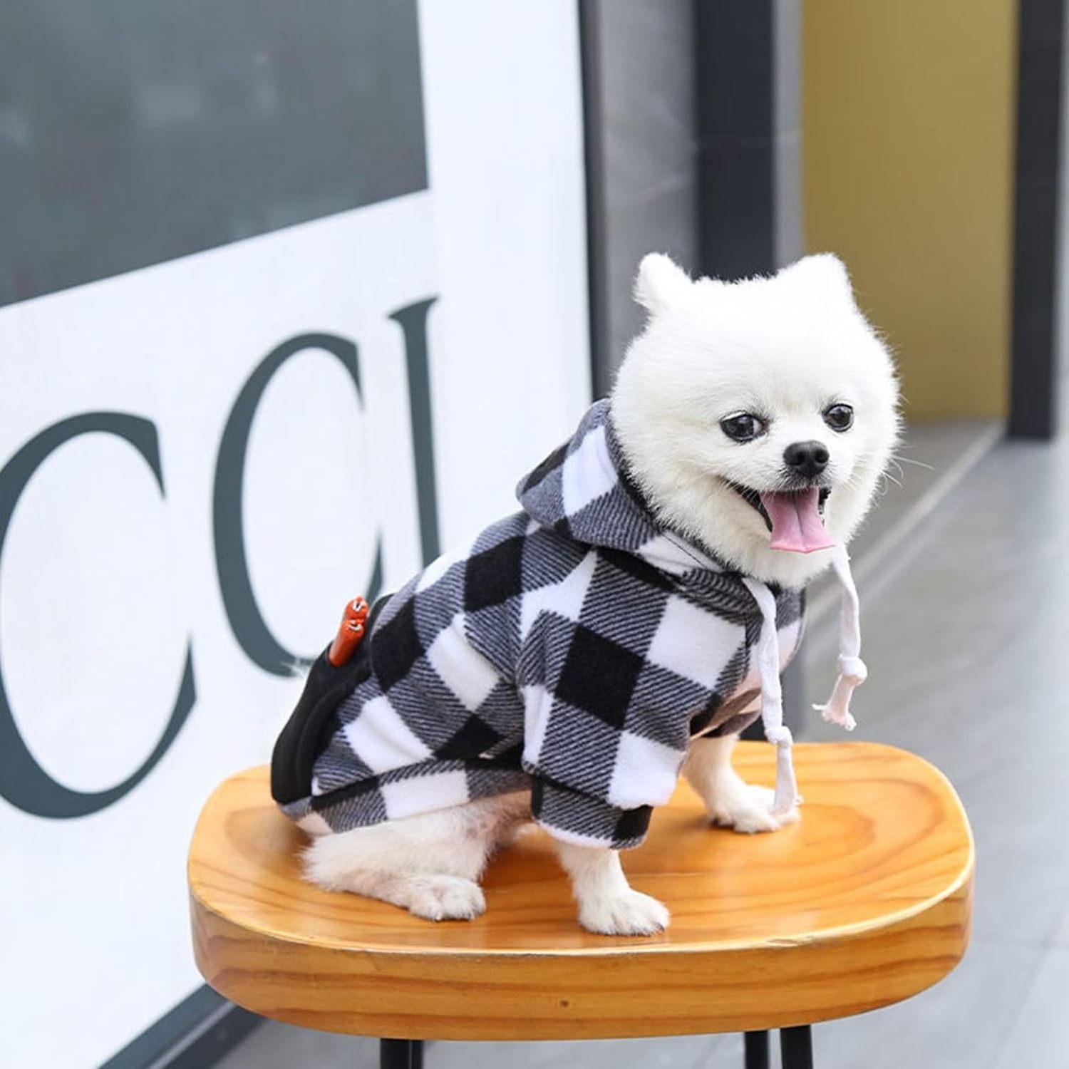 Dog Hoodies with Pocket Pet Clothes Warm Hoodie Sweater for Small Medium Large Dogs Red Plaid M