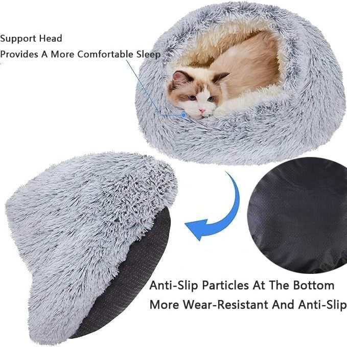 Winter Pet Plush  Cozy Cocoon Pet dog Bed Dog Bed Nook Bed Snug Cat Bed -Warm Cat Bed , Cosy Cat Bed , Luxury Cat Bed, Calming C