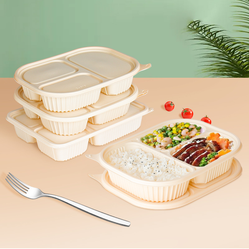 Biodegradable Cornstarch 4 Compartment Disposable Food Tray For Lunch