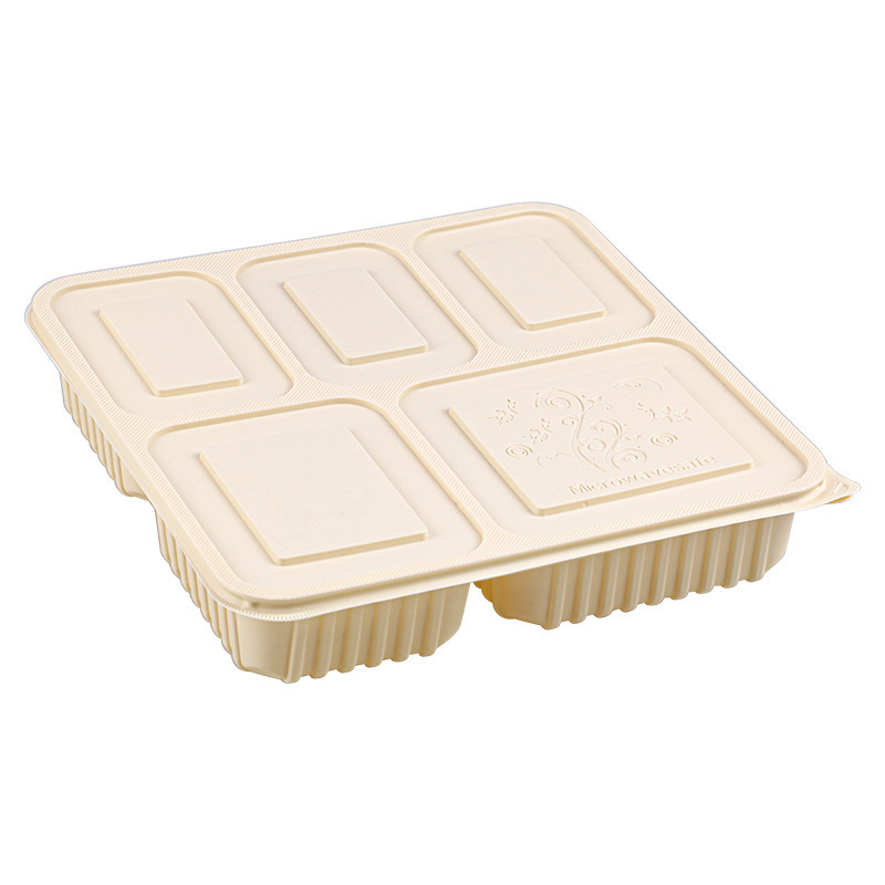 Biodegradable Cornstarch 4 Compartment Disposable Food Tray For Lunch