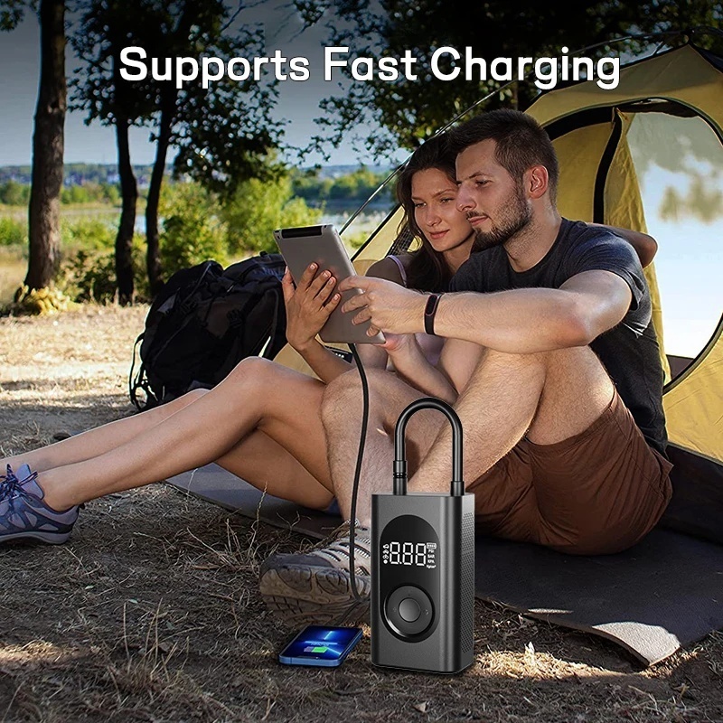 150PSI Portable Air Pump Camping Light Ultra-Mini Air Pump Rechargeable Batteries USB with Nozzles for Pool Floats Air Bed Toys