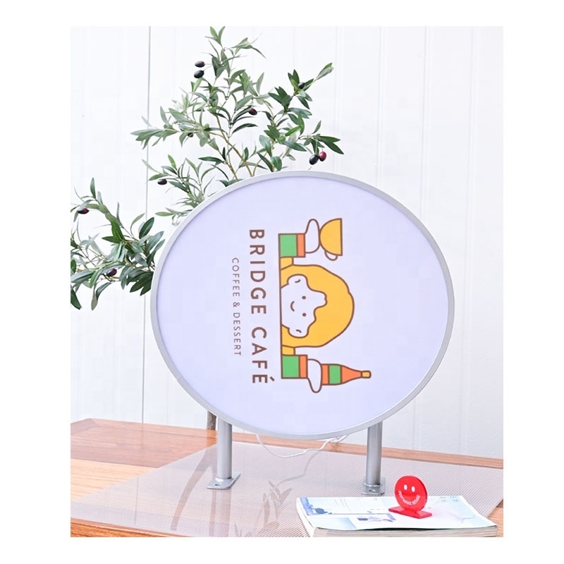 Kexian Custom Wall Side Hanging Board Circle Mounted  Signboard  Two sides Led Light Box Sign for bar,restaurant,store  Signs