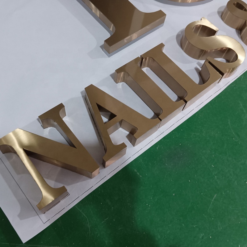 Kexian Custom Indoor Wall Mounted Logo Letters Sign Lashes Nails Shop Non Illuminated Metal Letters Company Name Sign