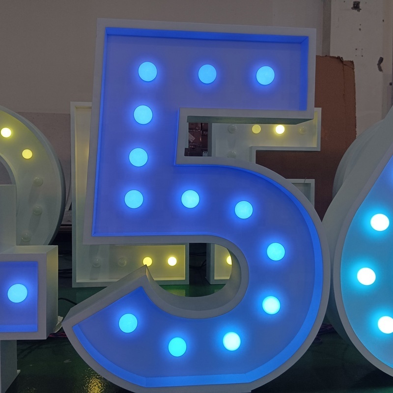 Kexian Wholesale Marquee Letters 4ft Birthday Party Decor Led Numbers Marquee Letters Light Up Bubble Light for Numbers