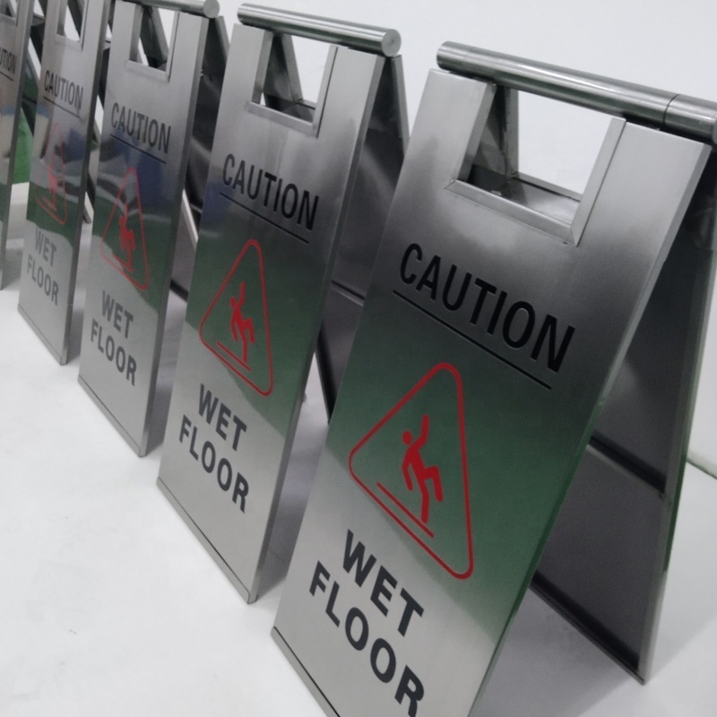 Kexian Custom A Shape Stainless Steel Safety Warning Sign Portable Hotel Warning Signs Wet Floor Warning Signs