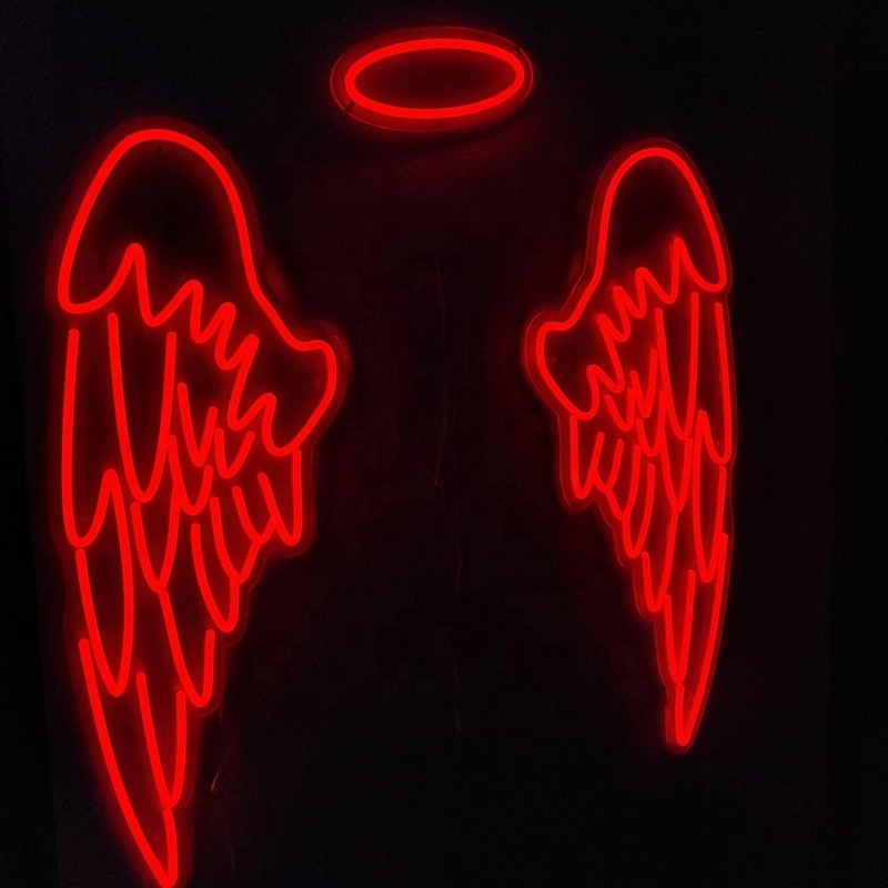 Kexian Custom Factory Price LED Neon Angel Wings Angel Neon Light Store Shop Bar Wall Signs Decoration