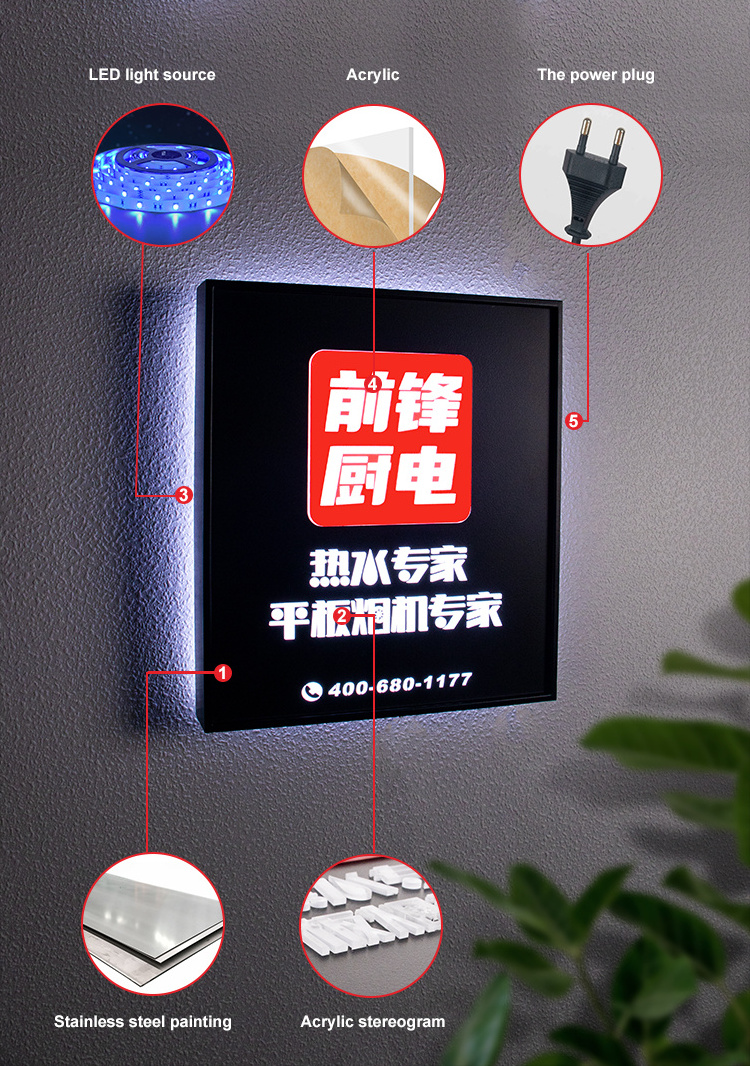 Kexian Commercial Custom Signage Outdoor Acrylic Led Lightbox Shop Display Business Sign Advertising Light Boxes