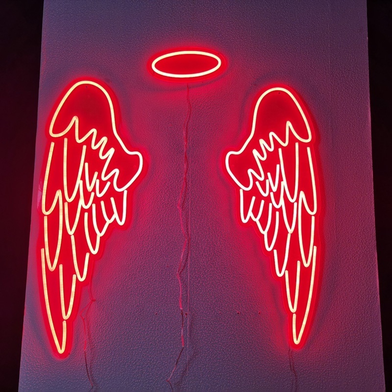 Kexian Custom Factory Price LED Neon Angel Wings Angel Neon Light Store Shop Bar Wall Signs Decoration