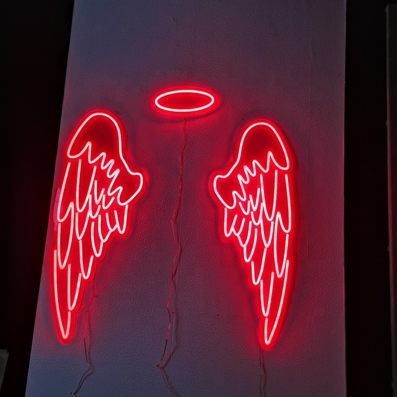 Kexian Custom Factory Price LED Neon Angel Wings Angel Neon Light Store Shop Bar Wall Signs Decoration