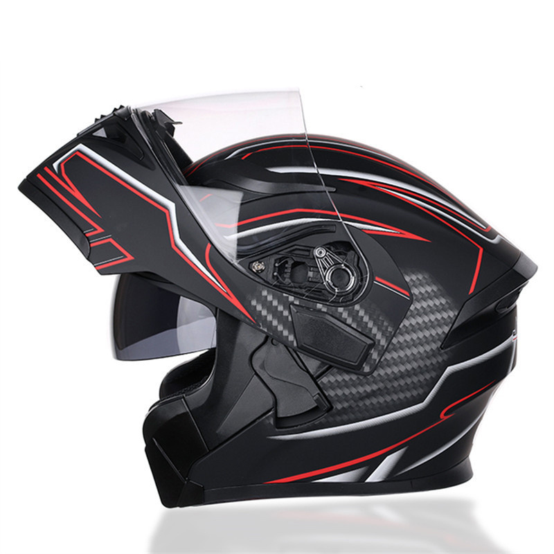 Flip up motorcycle helmet Dual lens system racing helmet removable and washable lining