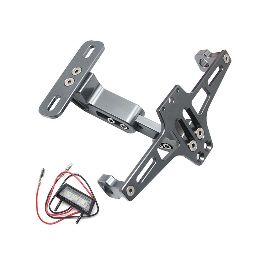 Universal Motorcycle Adjustable Angle Aluminum License Number Plate Frame Holder Bracket For Sport Bike Racing Dirt Pit Bike