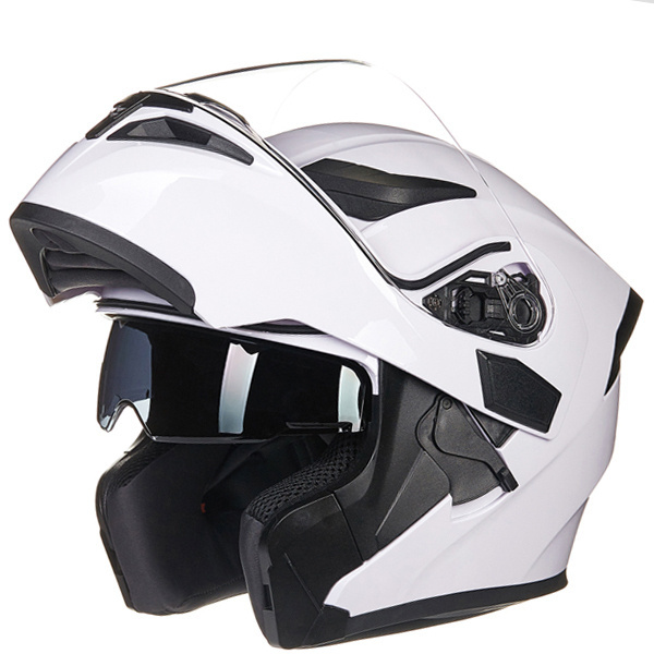 Flip up motorcycle helmet Dual lens system racing helmet removable and washable lining