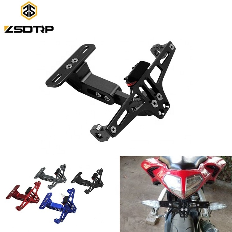 Universal Motorcycle Adjustable Angle Aluminum License Number Plate Frame Holder Bracket For Sport Bike Racing Dirt Pit Bike