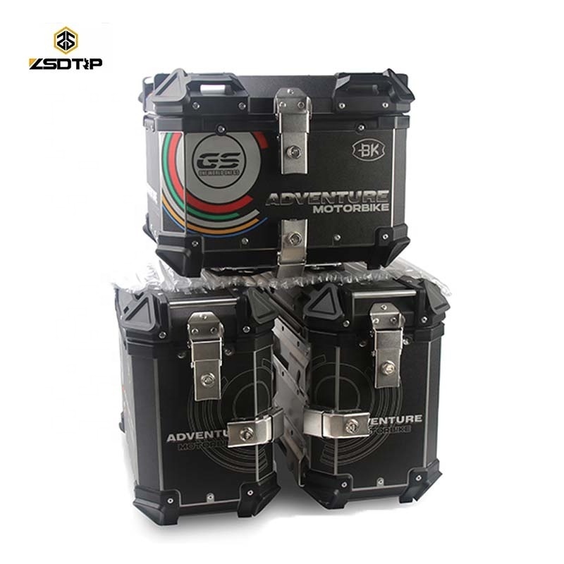 ZSDTRP motorcycle tail box 45L aluminum alloy waterproof motorcycle delivery trunk printed main box side box a total of three